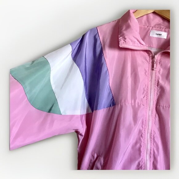 Aiaiwan 90s Pastel Colorblock Windbreaker Women's Small Pink - Picture 4 of 8
